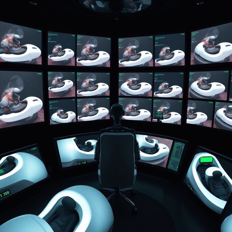 Control room with hundreds of monitoring screens